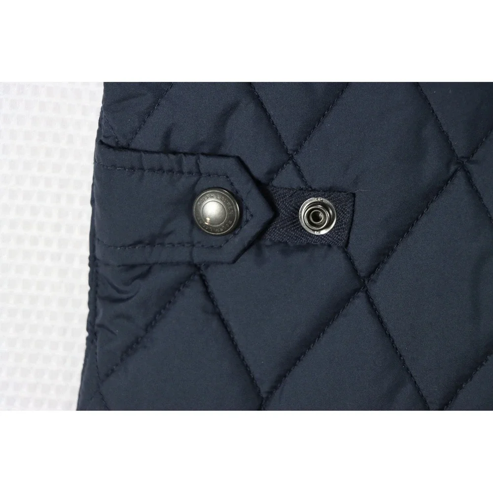 Polo Ralph Lauren Men's Iconic Quilted Vest Navy Blue Leather Trim XXL